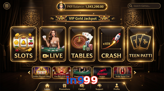 Main screen of In999 casino page for PK players